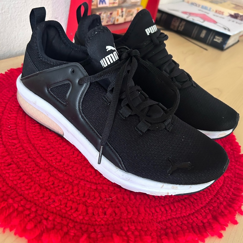 Puma Black Athletic Shoes with White Accents